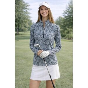 DAILY SPORTS GOLF TOP 1/4 ZIP LONG SLEEVES STRETCH SPORTY CHIC ATHLEISURE M